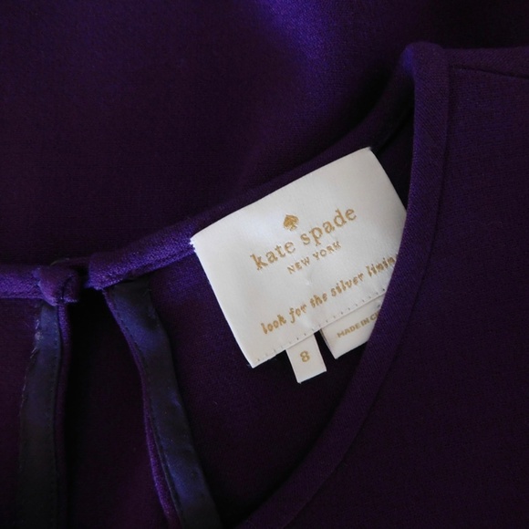 KATE SPADE Bosley Purple Swingy Dress Basic Geometry Solid Pockets A-Line Size 8 - Picture 11 of 14